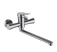 HYHJYMG Mont Mural robinets de Cuisine, pour lavabos de Cuisine, lavabo à Linge, 304 buse Rotatif en Acier Inoxydable Chaud et Froid, brossé Commercial B