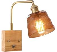 HYHJYMG Nordique Nordic Moderne en Laiton Mur de lit Mur de lit Réstro Industrie rétro en Verre martelé Mur Mur à Lampe Green Hallway Mur Murning Wood Wood Mur Mound Light Home Decor for Living Room