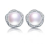 HYHJYMG Pain 9-10 mm Round Women Femmes Perle Boucles d'oreilles, rose blanc violet noir coloré