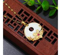 HYHJYMG Pendentif en Jade avec Fermoir Ping'an sculpté à la Main Verte, Bijoux de Boutique de Mode, Collier incrusté d'argent 925 pour Hommes et Femmes (Gem Color : 2)