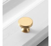 HYHJYMG Poignée d'armoire de Garde-Robe de Meubles Simples Haut de Gamme en cuivre Pur Or en Laiton Solide poignée de Porte de Garde-Robe Ronde monotrou Moderne, Or brossé5007, L, Chine