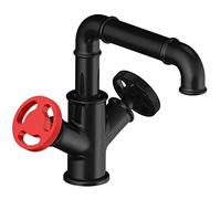 HYHJYMG Robinet de Robinet mixeur de Cuisine Noire Vintage Industrielle avec poignées à Double Roue de Main-d'œuvre Robinet pour évier à Bec Pivot