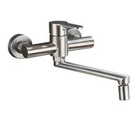 HYHJYMG Robinets de Cuisine à Montage Mural, cuivre pour lavabo à lavabo de Cuisine, Rotatif Chaud et Froid, Chrome Commercial