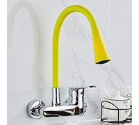 HYHJYMG Robinets de Cuisine à Montage Mural, cuivre pour lavabo à lavabo de Cuisine, Rotatif Chaud et Froid, Chrome Commercial