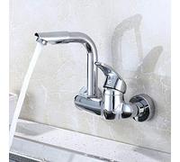 HYHJYMG Robinets de Cuisine à Montage Mural, cuivre pour lavabo à lavabo de Cuisine, Rotatif Chaud et Froid, Chrome Commercial