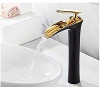 HYHJYMG Robinets Waterfall Salle de Bain Single Handle Basin Bath Bath Bath Black Gold Robinet Laiton Évier à Eau Grane Silver