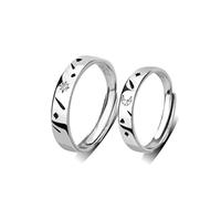 HYHJYMG Sterling Metal Open Dinger Ring S925 Sterling Metal Couple Couple, Soleil, Lune et étoiles, Anneau de Paire mâle et féminin, Cadeaux de Bague Ouverte de personnalité pour Anneau d'amant,