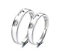 HYHJYMG Sterling Metal Open Dinger Ring S925 Sterling Metal Diamond Loved Peach Heart Couple Couple Paire Anneau Ouverture Rague réglable Rague Attache des Cadeaux pour Anneau d'amant, Ouverture