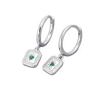 HYHJYMG Vintage carré goutte enveloppe de petites boucles d'oreilles de cerceau pour femmes filles 925 Sterling Silver Green CZ Star Charms Drop Sangling Huggie Hoops Cartilage Hypoallernic