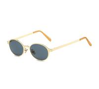 HYHJYMG Vintage Classic Femmes Small Oval Metal Crame Lunettes de Soleil Fashion Rivets Men Punk UV400