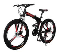 Hyhome VTT Vélo de montagne pliable pour adulte, roues de 66 cm, 3 rayons 27 vitesses, vélo de montagne à double disque pour homme et femme (BLCAK)