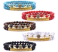 HYHONEY Bracelet élastique réglable en perles de zircon pour homme et femme de 6 mm fait à la main en pierres naturelles, Pierre, Pierre.