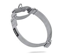 Hyhug Collier Gros Chien: Réglable Nylon Solide Collier Martingala pour Chien (Gris grisé,L)