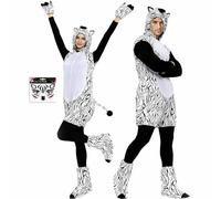 HYHYFL Déguisement de Zèbre pour Elle et Lui: INCL des autocollant/Gants des jambières et Un Collant de Corps Costume Animaux Zèbre costume Animaux pour Cosplay Carnaval (XL)