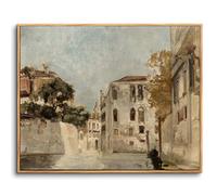 hyidecorart Cadre Decoration Murale Bois, Vintage Impression sur Toile, 40x60 cm Tableau Decoration Murale Chambre Canal de Venise Paysage Urbain, Décoration de Salon Salle de Bain Maison Décorations
