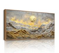 hyidecorart Tableau Decoration Murale Cadre Montagne Dorée Salon 50x100 cm | Motif Artistique, Impression HD, Facile à Accrocher, Grand Format, Décoration Murale Harmonieuse, Cadeau, Montage Rapide