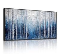 hyidecorart Tableau Decoration Murale Grand, 50x100 cm Bleu Forêt Cadre Decoration Maison, Impression sur Toile Naturelles pour Salon Chambre Bureau Salle