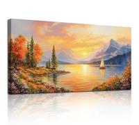 hyidecorart Tableau Decoration Murale Grand, 50x100 cm Coucher de Soleil Mer Decoration Maison, Impression sur Toile Paysage pour Salon Chambre Bureau Salle