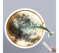 HYJAUSXB Applique Murale LED Lune - Applique décorative à intensité Variable pour Chambre d'enfant avec télécommande, Style Moderne, Ronde, 42 W