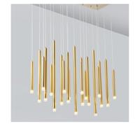 HYJAUSXB Lustre LED Moderne en Duplex pour Salon, escalier, Restaurant, Long Tube doré, éclairage décoratif (21 têtes)