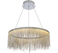 HYJAUSXB Lustre Moderne à chaînette et Pampilles en métal, LED 3 Couleurs dimmables, Suspension linéaire Ronde, pour Salon
