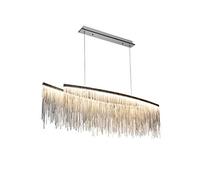 HYJAUSXB Suspension à Pampilles, Lustre LED Moderne, Guirlande Lumineuse décorative linéaire pour Salon, Salle à Manger, hôtel, Magasin, Chrome + lumière Neutre - 120 cm