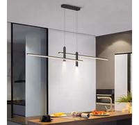HYJAUSXB Suspension LED Moderne pour îlot de Cuisine, éclairage linéaire à intensité Variable avec Spots, Hauteur réglable, Lustre pour Table à Manger, Salon, Chambre à Coucher, Bar (80 cm, Noir)