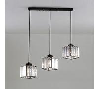 HYJAUSXB Suspensions Modernes pour Salle à Manger, Cuisine, Chambre à Coucher, îlot de Salon, lustres en Cristal à 3 lumières, Lustre Classique en grappe, Hauteur réglable, intérieur (B)