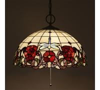 HYJAUSXB SXSHEYS Suspension en Verre Multicolore Style Libellule, luminaire Vintage de 40 cm, idéal pour Une Chambre ou Un Salon (J)