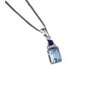 HYJYGM 1.7ct Emerald Cut Sky Blue Topaz Sapphire Pendant Necklace for Woman Without Chain