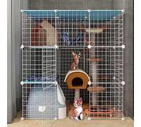 HYJYGM Enclos d'intérieur Parc Chat Chenils en métal détachables Furet Cage Petits Animaux Grand Lieu d'exercice idéal pour à 4 Chats, 110x75x109cm