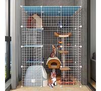 HYJYGM Enclos d'intérieur Parc Chat Chenils en métal détachables Furet Cage Petits Animaux Grand Lieu d'exercice idéal pour à 4 Chats, 110x75x145cm