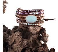 HYJYGM Fashion Handmade Friendship Beaded Armbander Multicolor Crystal Natural Stones Mixed 5X Woven Wrap s,Blue,90cm