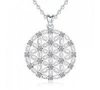 HYJYGM Flower of Life Blossom Flower Pendant Necklace with Chain Jewelry Wedding Gift with Box