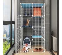 HYJYGM Grande Cage enclos Parc d'intérieur Chat Chenils en métal Amovibles Caisse à Furet Animaux Compagnie Grand Lieu d'exercice, avec échelles de Rampe, hamac lit - Idéal pour