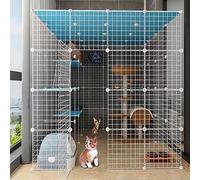HYJYGM Grande Cage enclos Parc d'intérieur Chat Chenils en métal Amovibles Caisse à Furet Animaux Compagnie Grand Lieu d'exercice, avec échelles de Rampe, hamac lit - Idéal pour