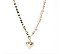 HYJYGM Heart Pendant Pearl Chain Necklace for Women Light Jewelry Accessories