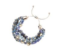 HYJYGM Jewelry Multi Layered Crystal Natural Stone Beaded Braided Stacked s for Women,Blue