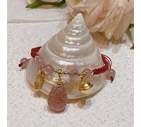 HYJYGM Lucky Bag/Round/Peach/Cat Paw Natural Strawberry Crystal Good Luck Bells Red Rope Braid s Women Jewelry,Lucky Cat