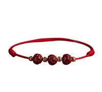HYJYGM Natural Gemstone, Natural Cinnabar Crystal Stone Ankle Beaded Lucky Charm Braided String Rope Anklet Vacation Amulet Attract Money Prosperity Luck