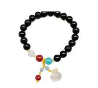 HYJYGM Natural Gemstone, Natural Gemstone Agate Gourd/Lucky Amulet for Women Men Reiki Crystal Chakra Meditation Attract Fortune Good Luck,Black