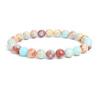 HYJYGM Natural Stone Crystal Jades Bead Bangle Polished Elastic Turquoises Agates Yoga 8mm Trendy Jewelry,Serpentine Jade,19cm-7.5inch