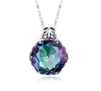 HYJYGM Rainbow Fire Mystic topazcrystal Stone Pendant Pure Necklace Pendants for Women Without Chain