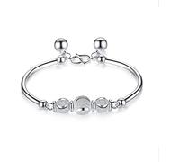 HYJYGM Silver, for Women,AdjustableSterling Silver Bangle, Women S990 Sterling Silver Chinese Vintage Matte Beads Open Cuff Bangle Ladies Sterling Silver Jewellery
