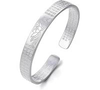 HYJYGM Sterling Silver,AdjustableSterling Silver Bangle,Sterling Silver for Women,Women 925 Sterling Silver Vintage Feng Shui Cuff Bangle Hand Carve Ladies