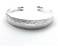 HYJYGM Sterling Silver,AdjustableSterling Silver Bangle,Sterling Silver for Women,Women 925 Sterling Silver Vintage Cuff Bangle Hand Carve Buddhist Sanskrit Ladie