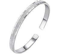 HYJYGM Sterling Silver, ，Crystal Bangle s forAdjustableSterling Silver Bangle,Ladies 925 Silver Elegant Adjustable Cuff Bangle Hand Carve Vintage Matte s