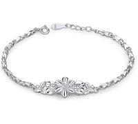 HYJYGM Sterling Silver, ，Crystal Bangle s forAdjustableSterling Silver Bangle,Ladies 925 Sterling Silver Hand Carve Peony Silver Adjustable Friendship Br