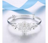 HYJYGM Sterling Silver Peony Bangle for Women - Elegant and Timeless Birthday Gift