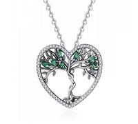 HYJYGM Tree of Life Necklace Green crysrtal Pendant Women Jewelry with Nice Box Christmas Lover Gift